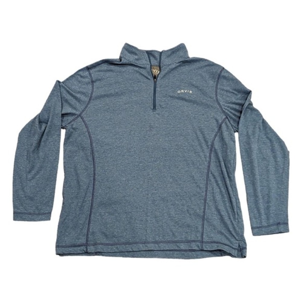 Orivs Men's Blue1/4 Zip Size M Pull‎ Over Shirt Knit Fishing Hiking Cotton Poly